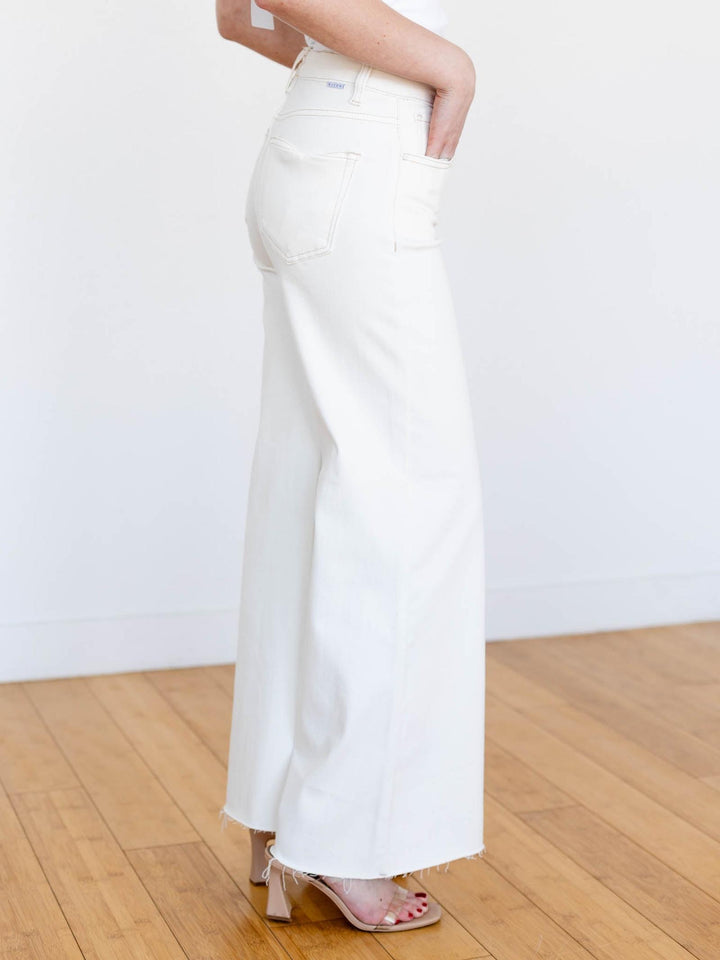 cream wide leg denim