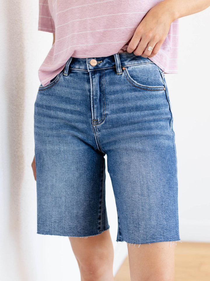 dark wash bermuda shorts