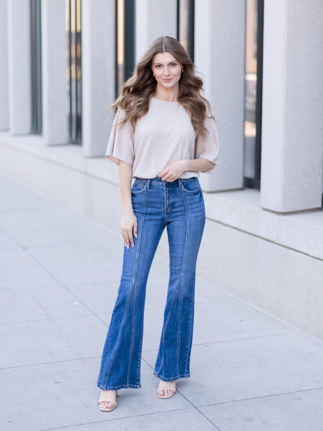 dark wash flare denim