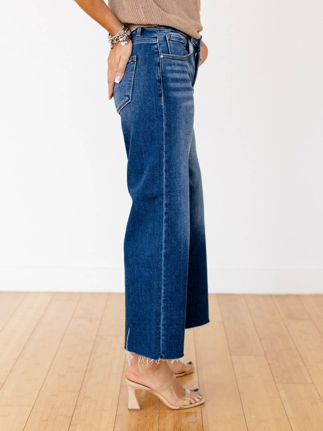 dark wash wide leg jeans