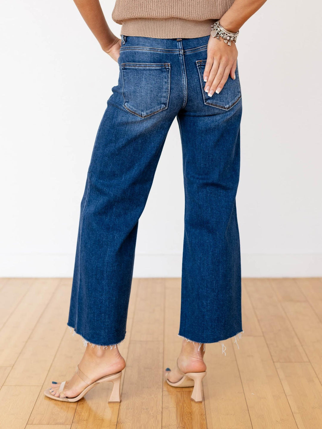 dark wash wide leg jeans