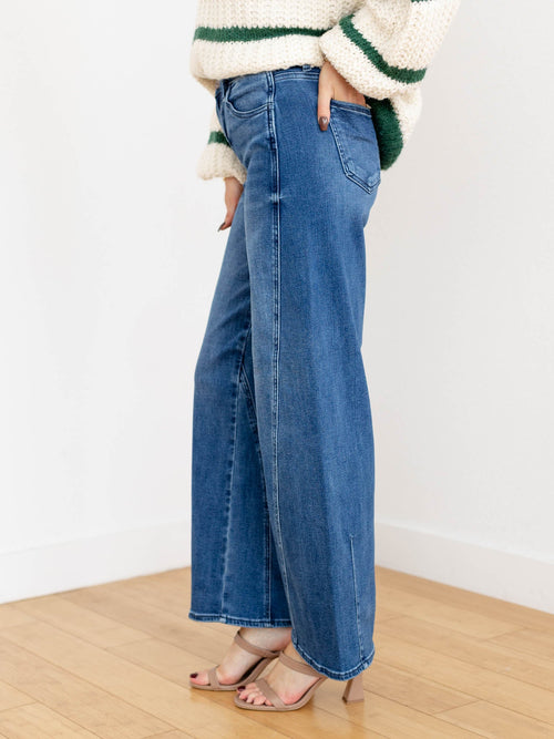 twisted seam barrel jeans