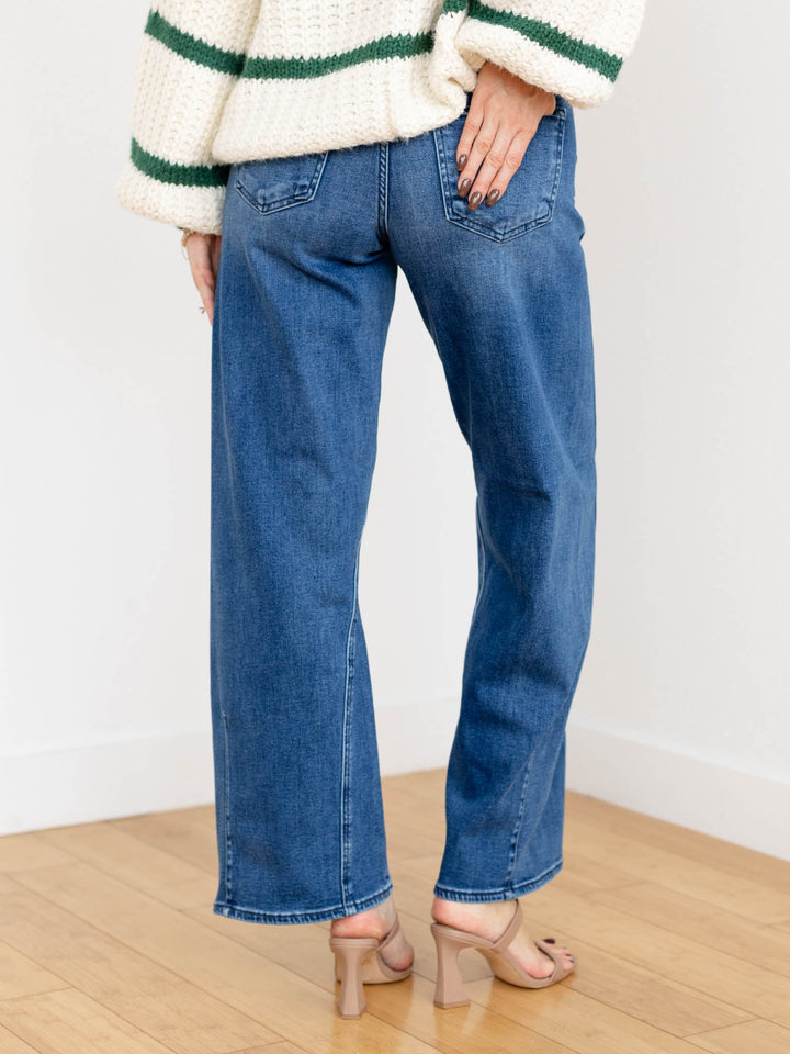 twisted seam barrel jeans