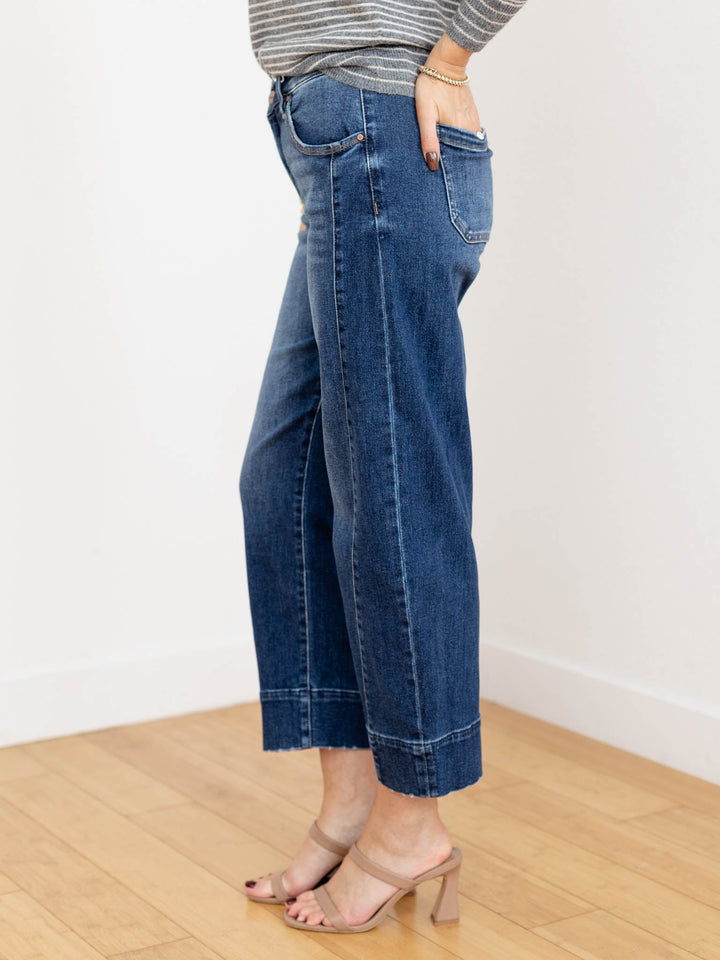 high rise cropped barrel jean
