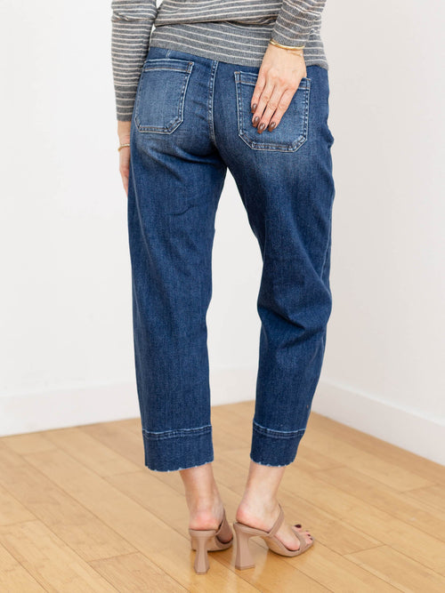 high rise cropped barrel jean