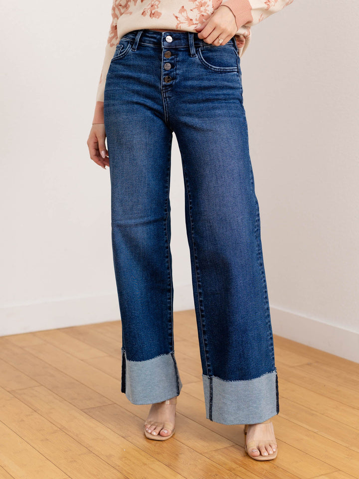 cuffed wide leg denim