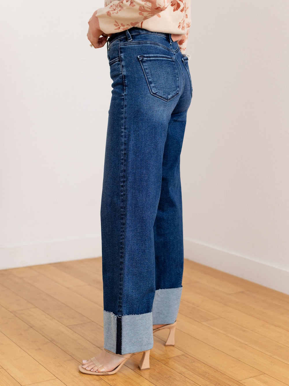 cuffed wide leg denim