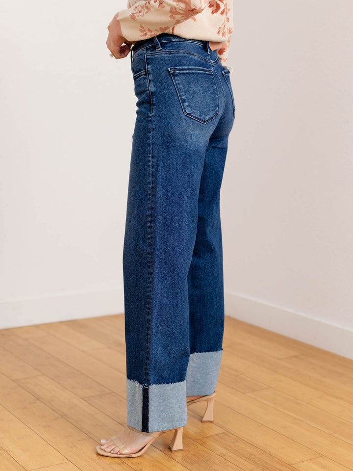 cuffed wide leg denim