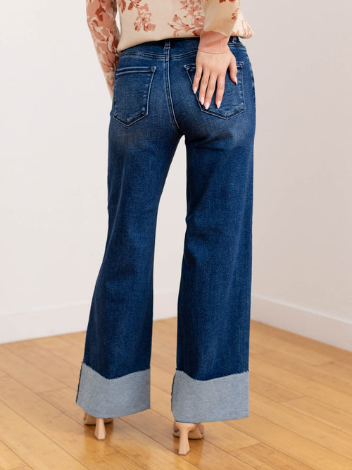 cuffed wide leg denim