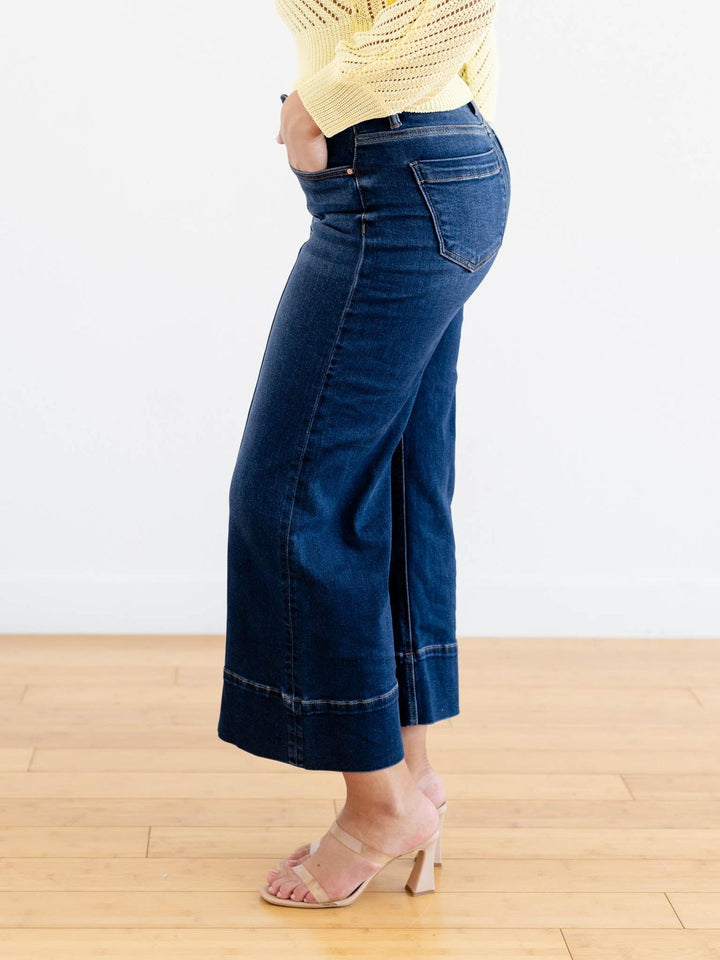 cropped wide leg denim