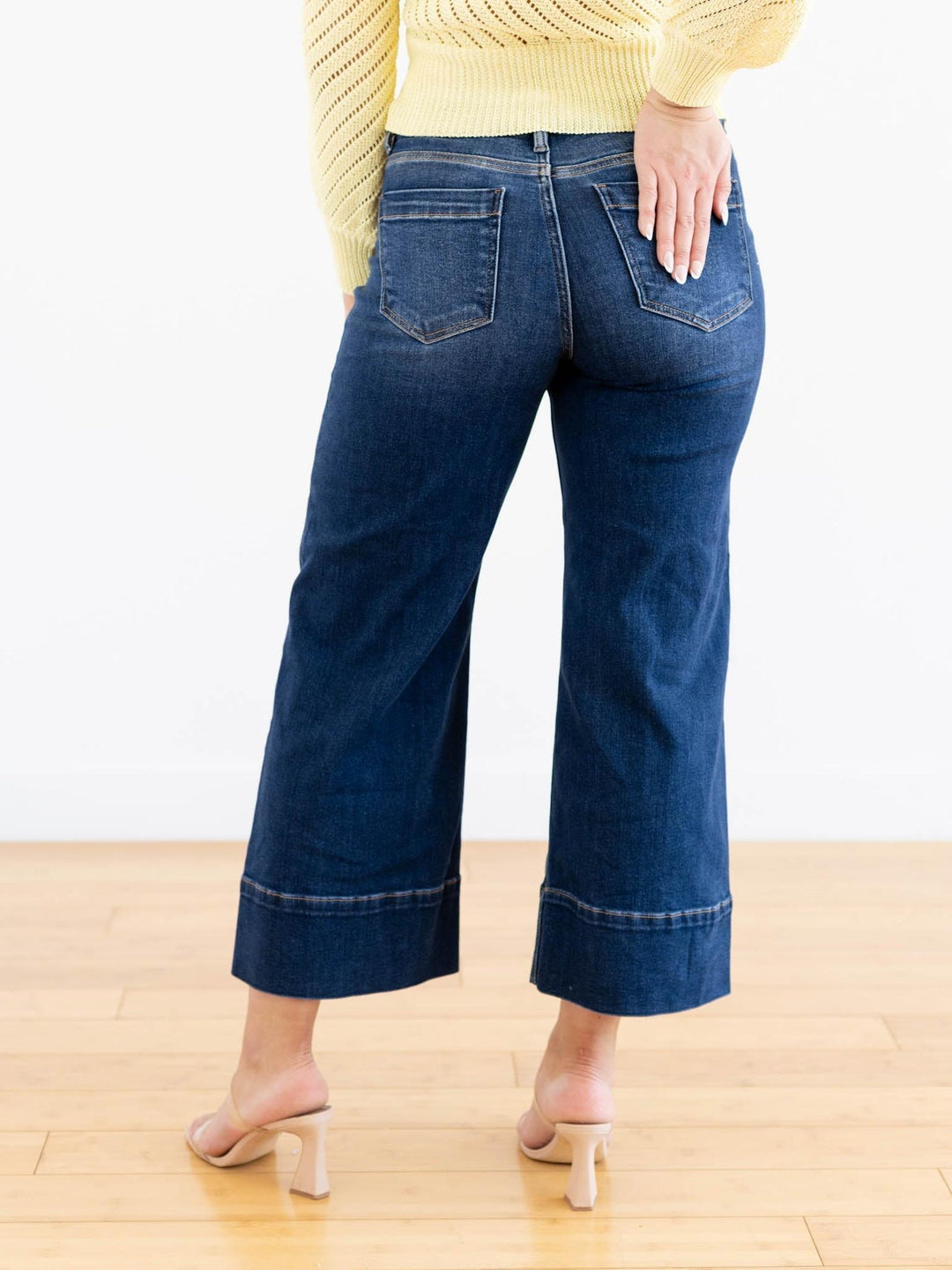 cropped wide leg denim