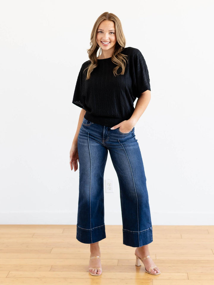 cropped wide leg denim