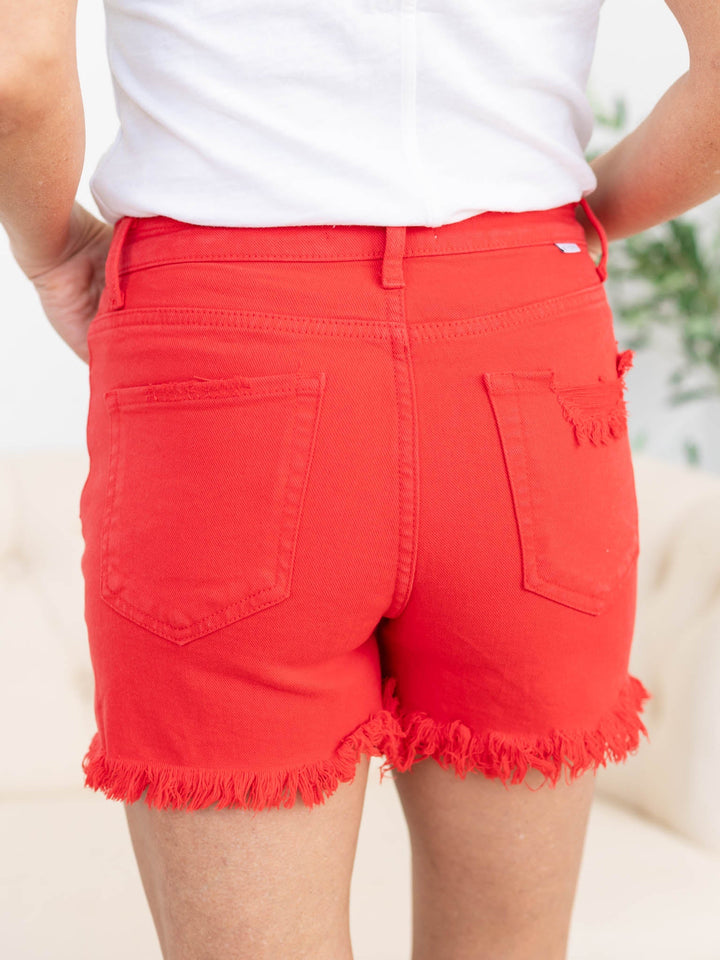 RISEN Fiesta High Rise Distressed Detail ShortsDenim Shorts/Skirts