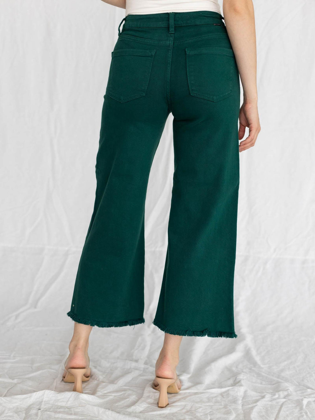 green cropped denim