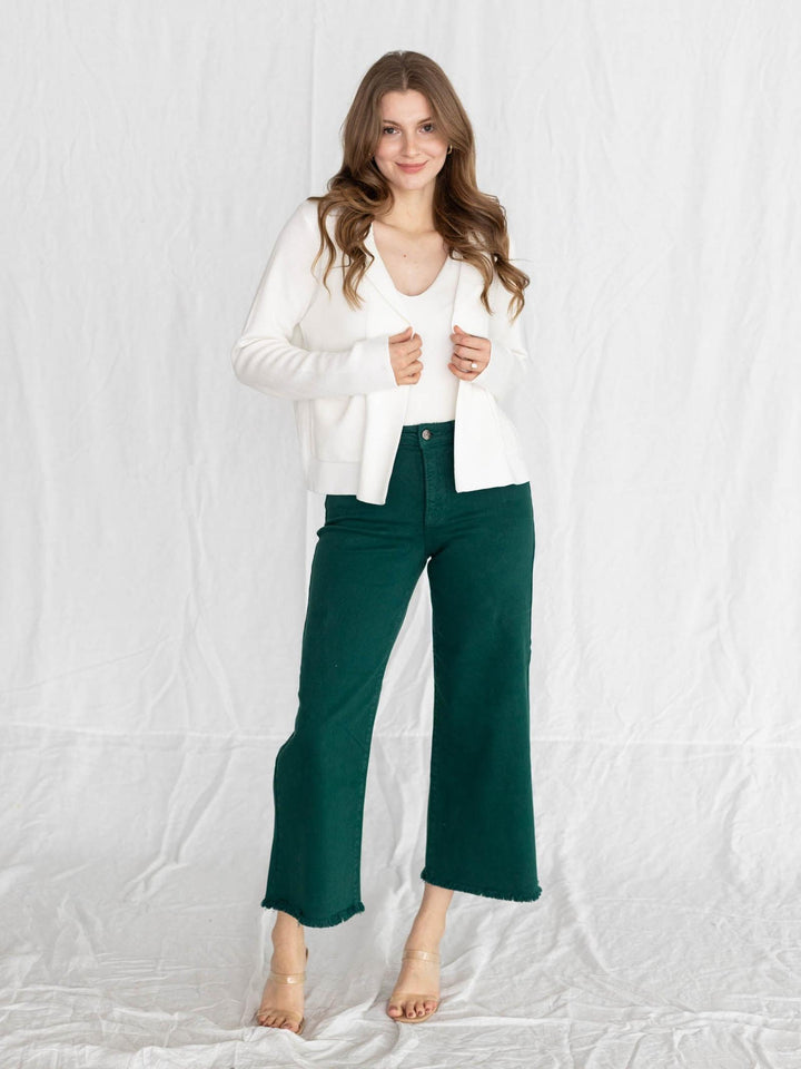 green cropped denim