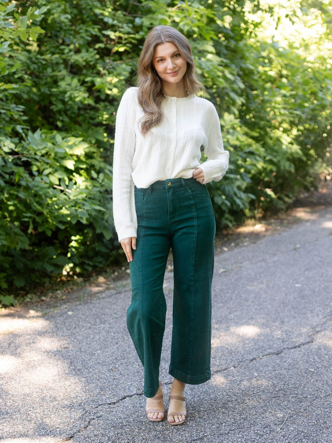 RISEN Hunter Green Tummy Control High Rise Straight