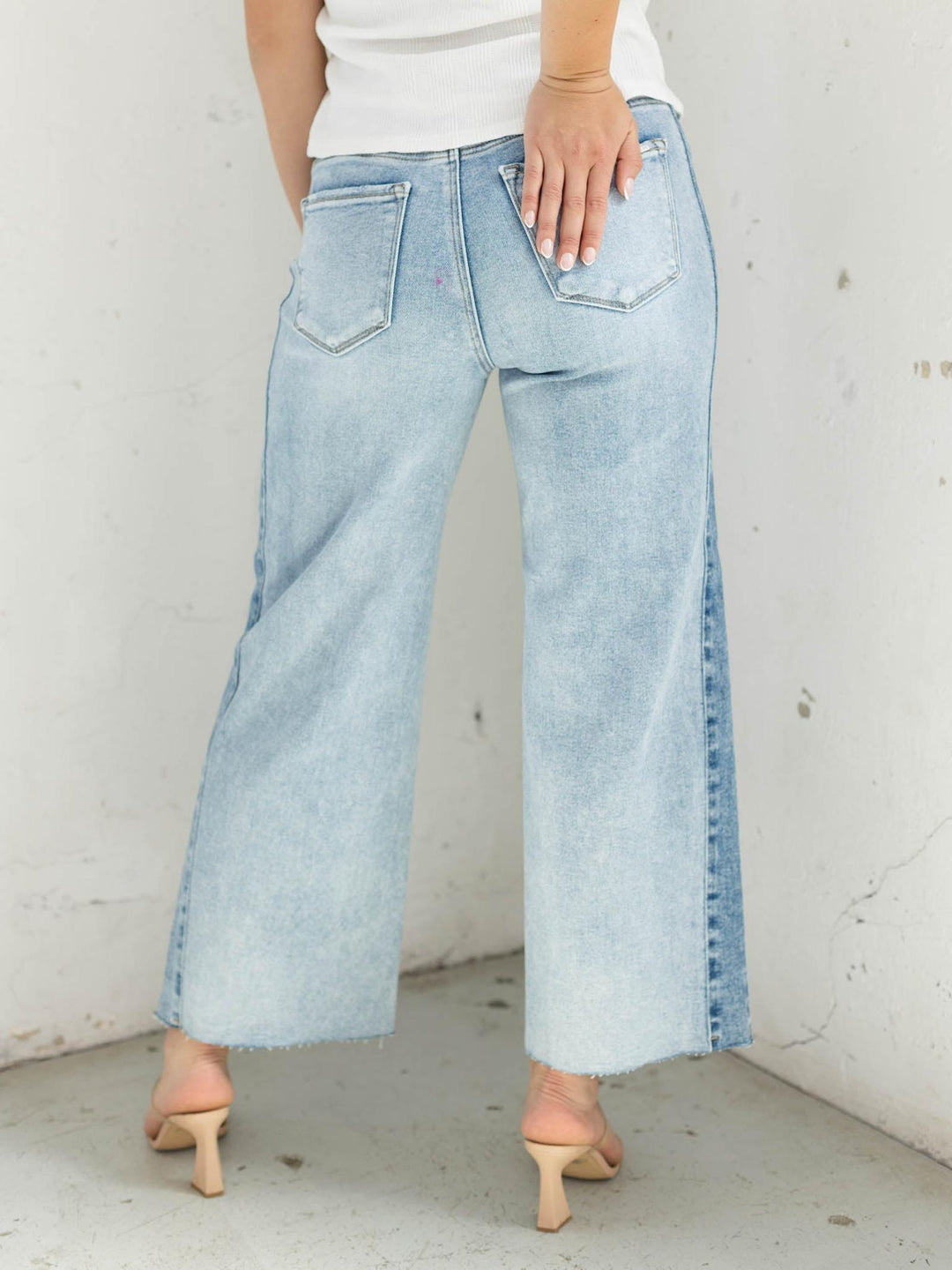 RISEN Light Combo High Rise Ankle Side Contrast Jeans
