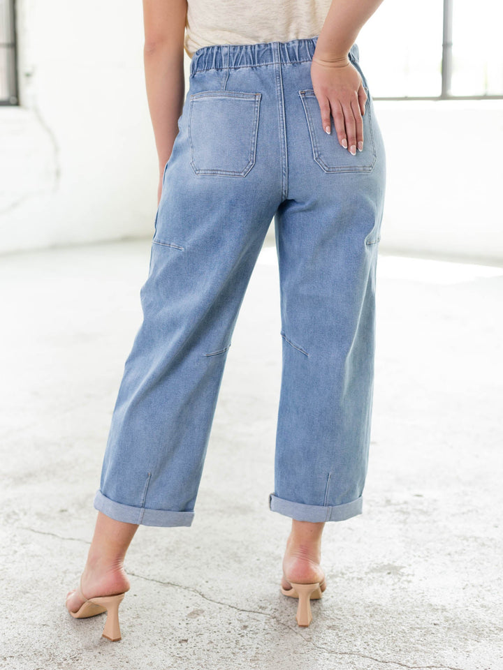RISEN Light High Rise Crop Cargo Pocket Barrel Cuff