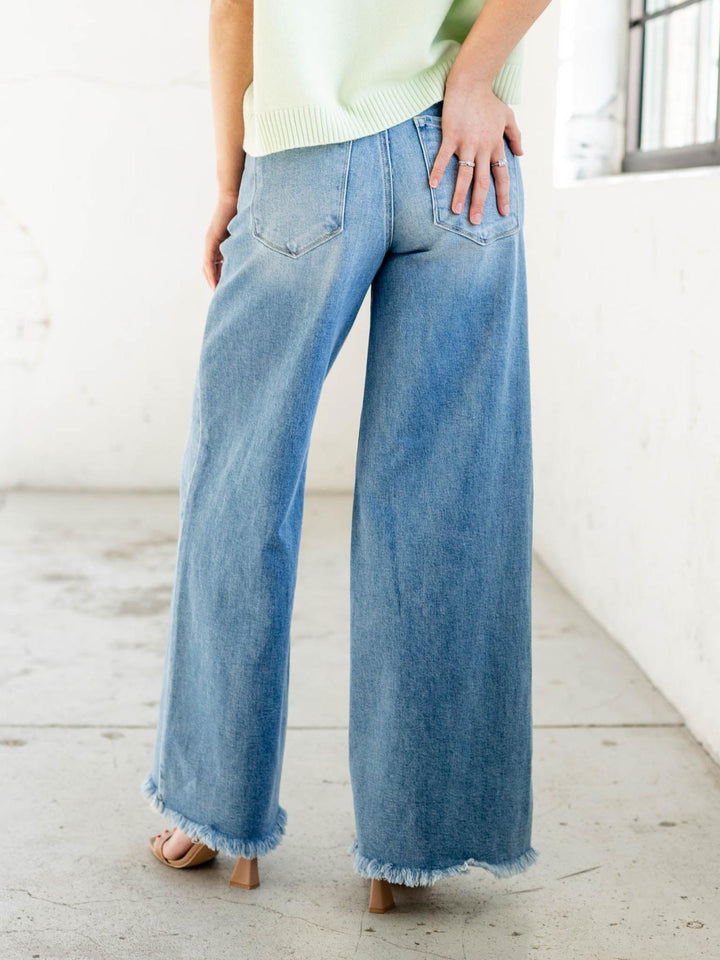 RISEN Light High Rise Fray Bottom Jean