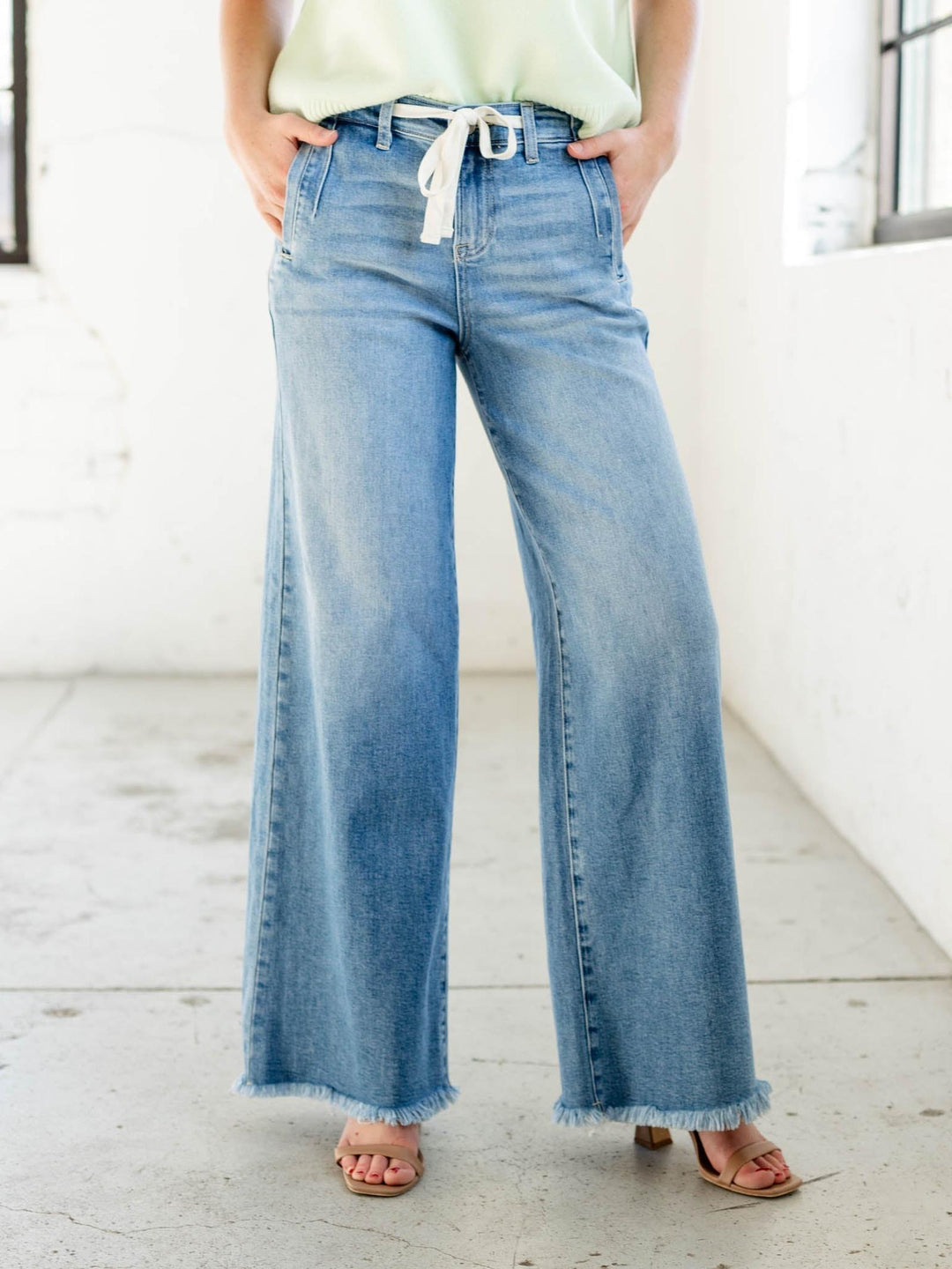 RISEN Light High Rise Fray Bottom Jean