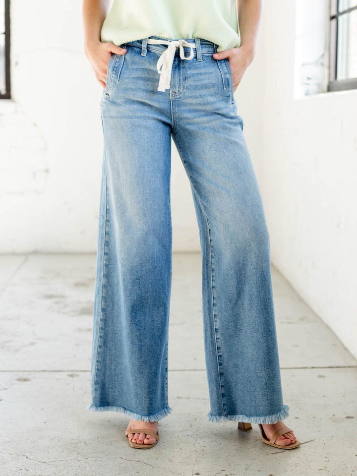 RISEN Light High Rise Fray Bottom Jean