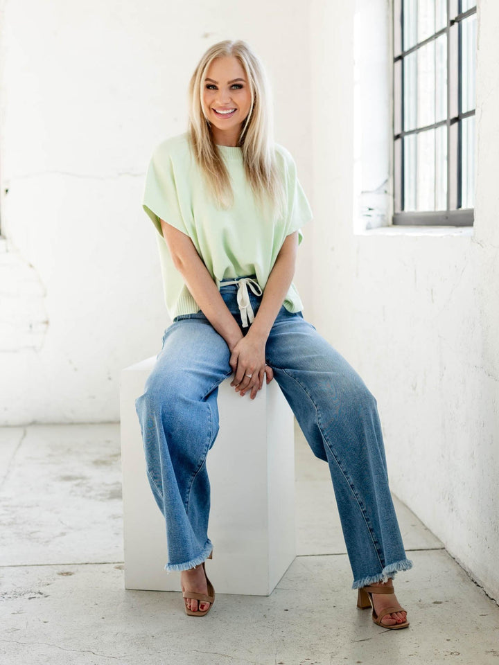 RISEN Light High Rise Fray Bottom Jean