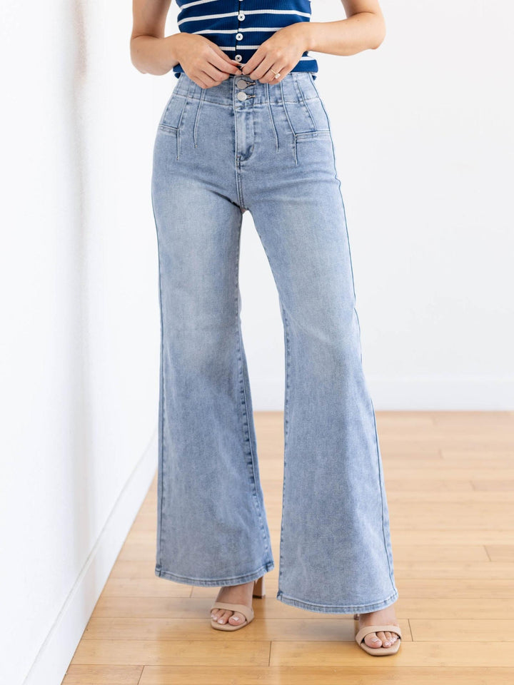 light wash wide leg denim