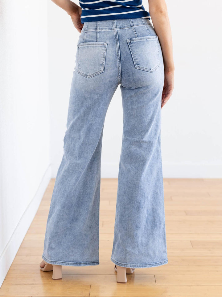 light wash wide leg denim