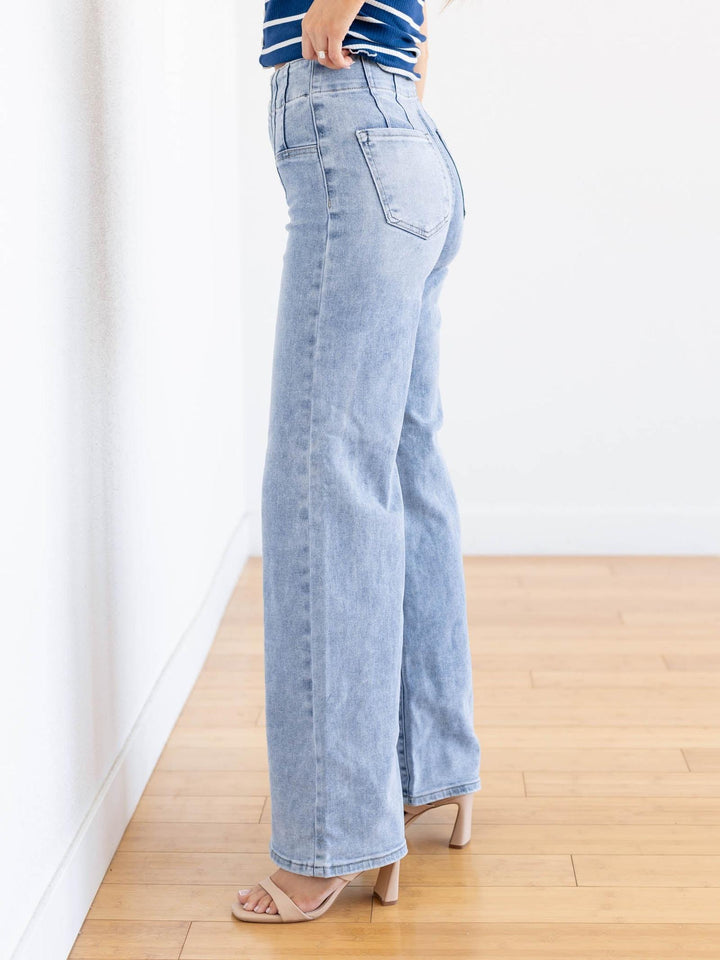 light wash wide leg denim