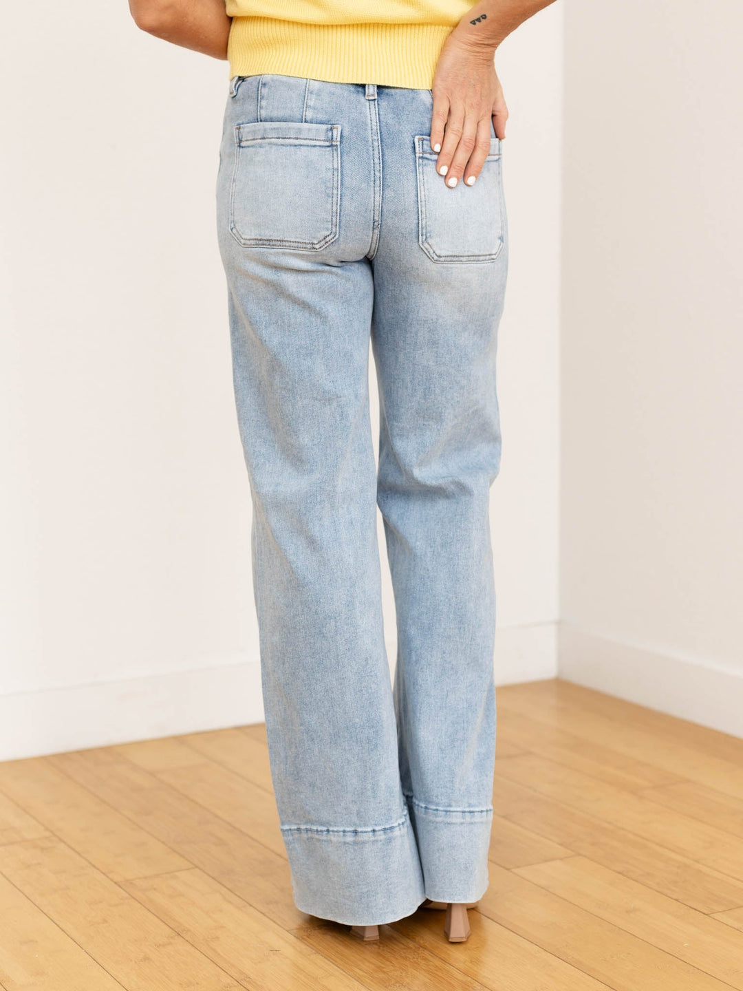 RISEN Light Mid Rise Ankle Wide Flare