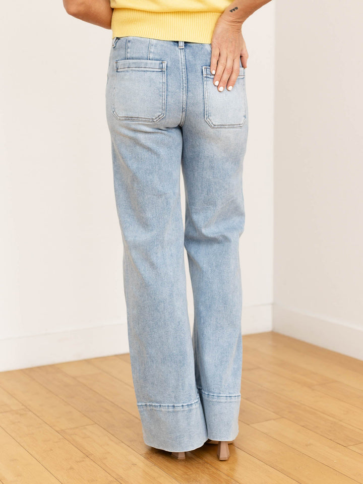 RISEN Light Mid Rise Ankle Wide Flare
