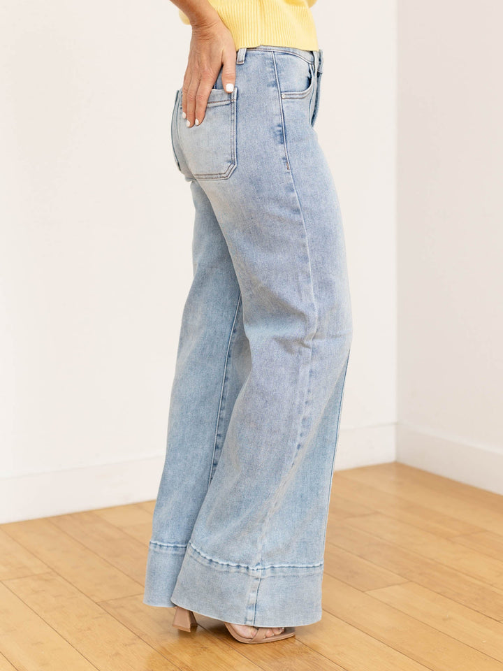 RISEN Light Mid Rise Ankle Wide Flare