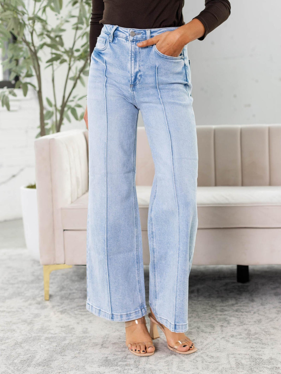 RISEN Light Pintuck Detail High Rise Jean