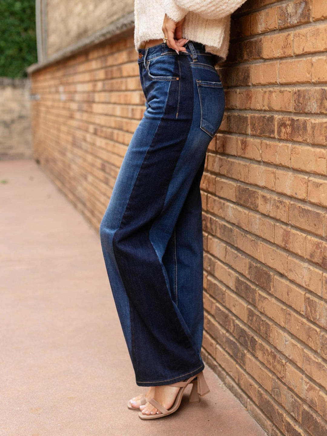 two tone slouchy denim