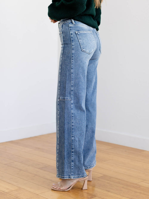 side detail wide leg denim