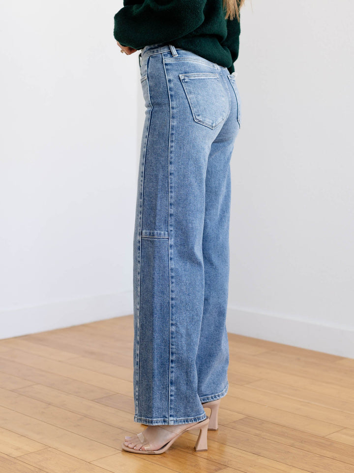 side detail wide leg denim