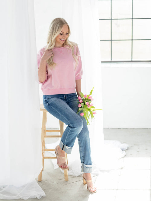 cuffed distressed shredded medium denim