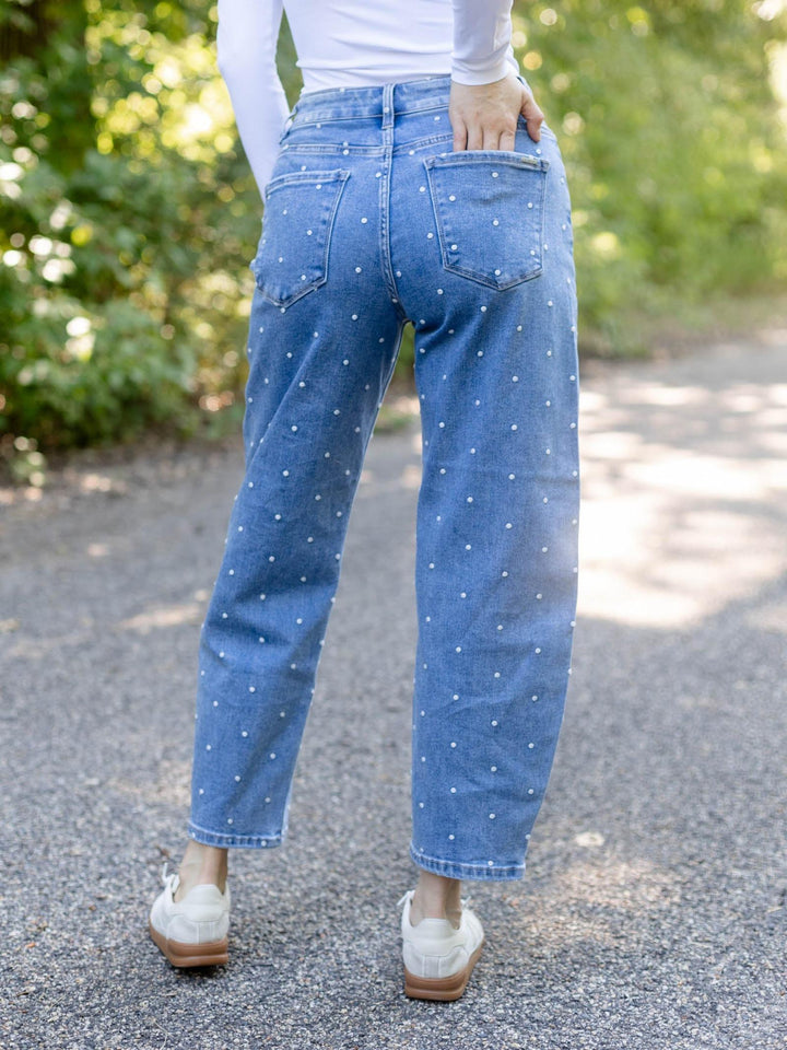 RISEN Medium High Rise Polka Dot Embroidery Crop