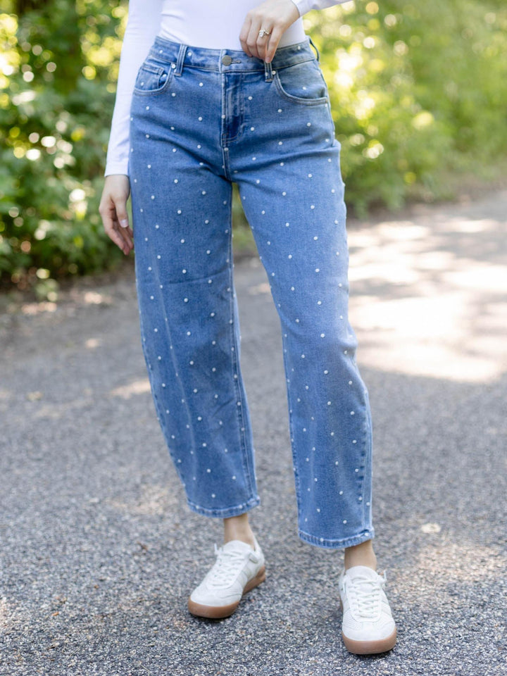 RISEN Medium High Rise Polka Dot Embroidery Crop