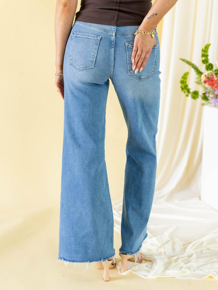 high waist wide leg denim
