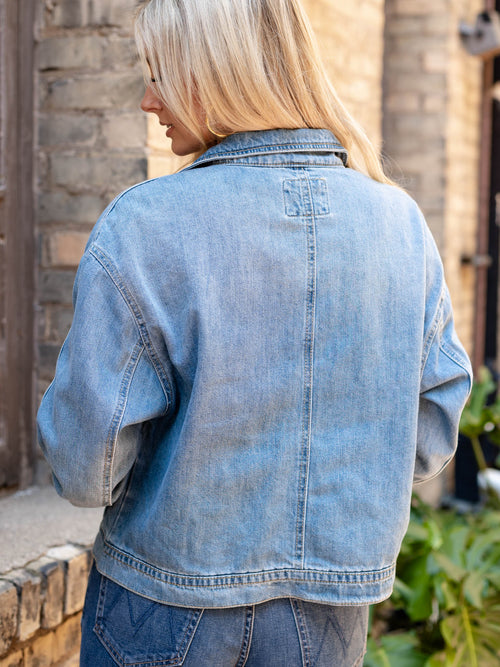 pocket front boxy denim jacket