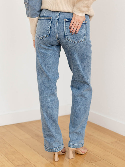 patch front pocket vintage straight leg