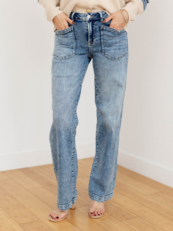 patch front pocket vintage straight leg