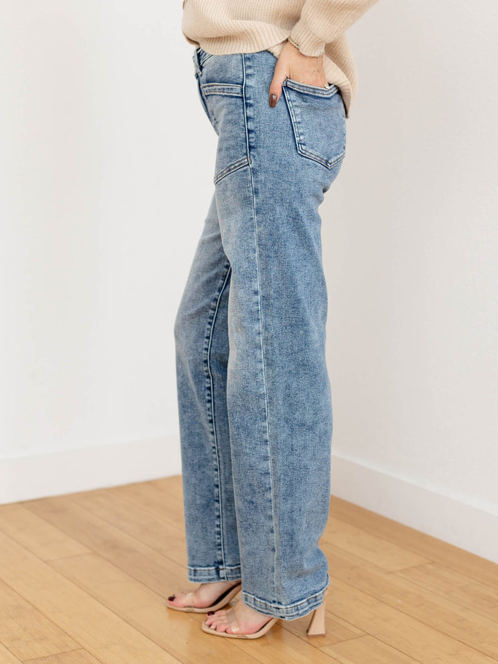 patch front pocket vintage straight leg