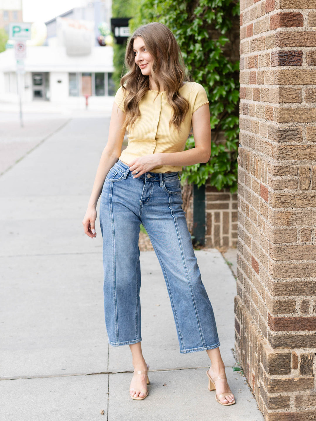 crop seam denim