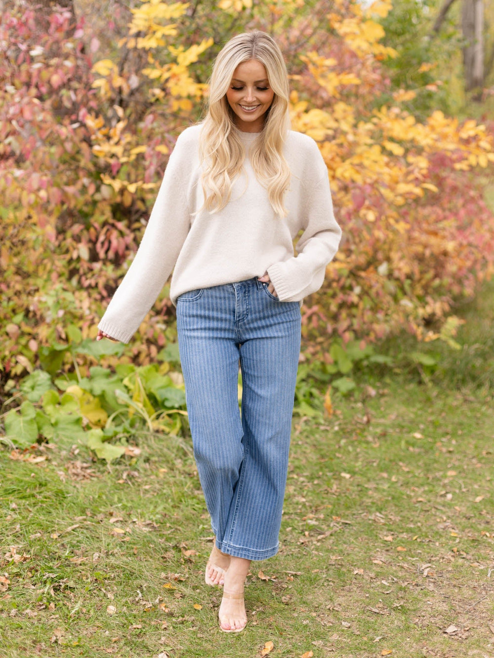 textured straight jean