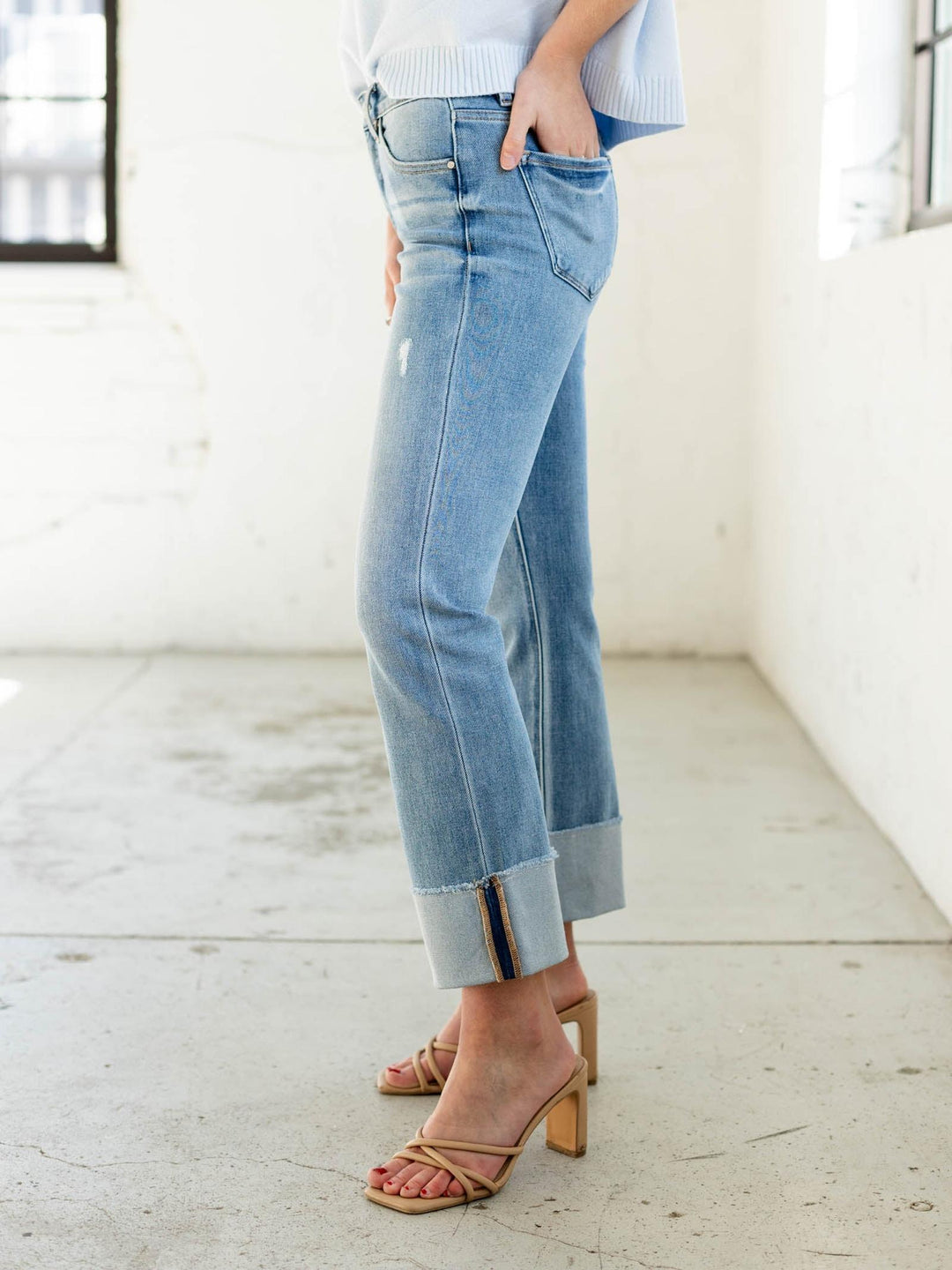 RISEN Medium Tummy Control Mid Rise Cuffed Straight