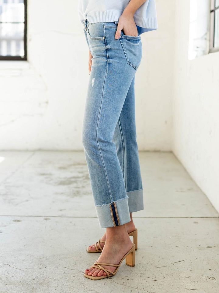 RISEN Medium Tummy Control Mid Rise Cuffed Straight