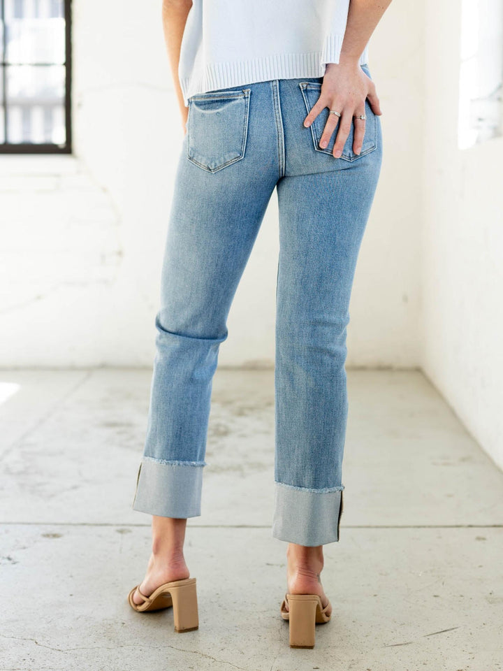 RISEN Medium Tummy Control Mid Rise Cuffed Straight