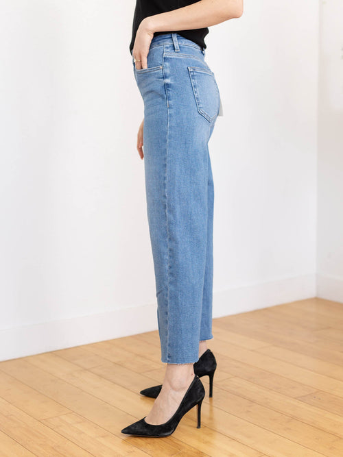 front slit wide leg cropped denim